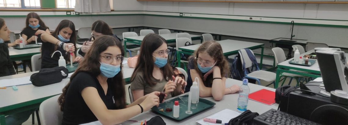 תלמידי כיתות ז’ חקרו את תכונת הבררנות של קרום התא ותהליך הדיפוזיה בשיעור ביולוגיה