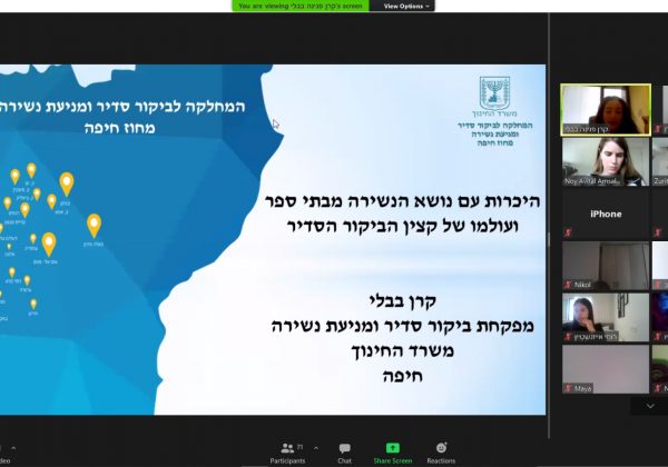 תלמידי שכבה ט’ נהנו מהרצאה בנושא “נשירה מבתי הספר וביקור סדיר” של קרן בבלי, אמא של שקד ואגם בבלי משכבה ח’