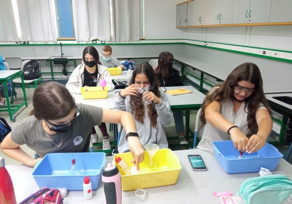 מדעית ח’ בשיעור בנושא תגובות כימיות וחוק שימור המסה🧪