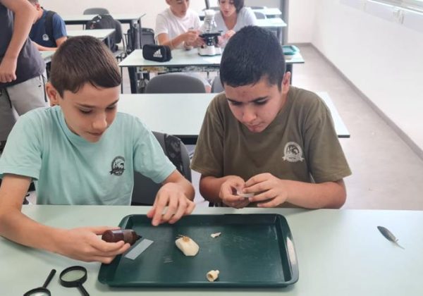 תלמידי כיתה ח’ מדעית למדו על השימוש במיקרוסקופ האור וצפו בדגימות של תאי בצל שהכינו בעצמם🔬